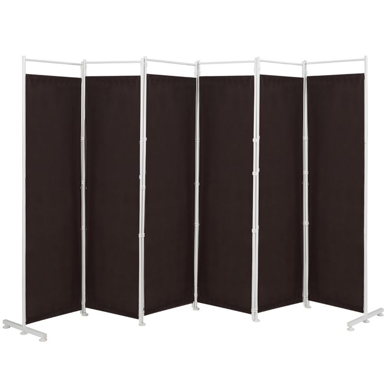 Costway 6-Panel Room Divider Folding Privacy Screen w/Steel Frame Decoration Brown\Black, 1 of 11