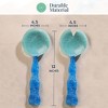 Folkulture Resin Salad Server Set of 2, 12 X 4.5 Inch - Aqua Teal - 3 of 4