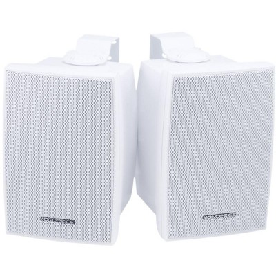 Monoprice 2-Way Indoor/Outdoor Weatherproof Speakers - 5.25in (Pair), 40W Nominal, 80W Max, Easy to Mount to a Wall, a Pole, or any Vertical Surface