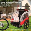 2-in-1 Bike Trailer, Double Seat Behind Bike Trailer Kids Jogger, Universal Bicycle Coupler Foldable Front Wheel with Pivot for 1 Or 2 Toddlers, Kids - 2 of 4