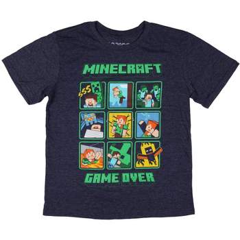 Minecraft Big Boys' Alex Steve Enderman Game Over Picture Boxes T-Shirt
