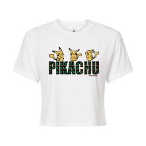 Women's - Pokémon - Plaid Pikachu Cropped Graphic T-Shirt - 1 of 4