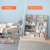 AENKYO 4-Tier Kids Bookshelf and Toy Storage Organizer Wooden Bookcase with Display Ledges & Storage Bin, Natural MDF - 4 of 4