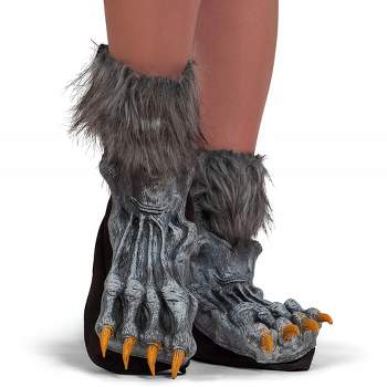 Skeleteen Adults Wolf  Shoe Covers - Gray