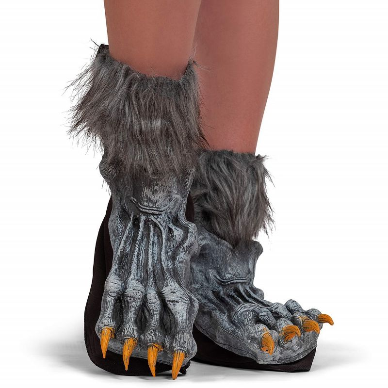 Skeleteen Adults Wolf  Shoe Covers - Gray, 1 of 6