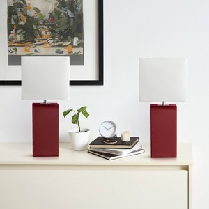 Lalia Home Lexington 21" Leather Base Table Lamps with Fabric Shade - 1 of 4