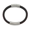 Black Bow Jewelry Stainless Steel, Black & Brown Braided Leather I.D. Bracelet, 8.25 In - 2 of 4