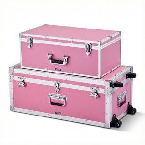 トランクセット VEVOR Metal Storage Trunk, Set of 2, Wooden Suitcase Storage Boxes