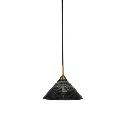Toltec Lighting Paramount 1 - Light Pendant in  Matte Black/Brass with 12" Black Matrix Shade