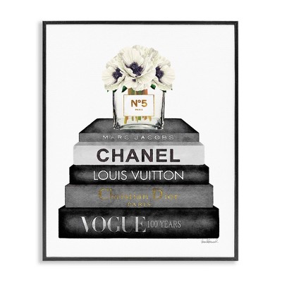 Stupell Industries Monochrome Fashion Designer Bookstack, 11" x 14"