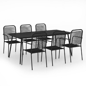 vidaXL Dining Set Black Cotton Rope, Powder-Coated Steel, Tempered Glass - 1 of 4