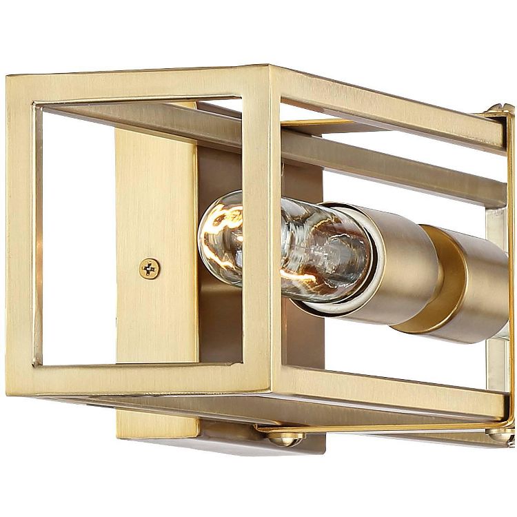 Possini Euro Design Modern Wall Light Sconce Warm Brass Hardwired 18 3/4" High 2-Light Fixture Open Frame Bedroom Bathroom Hallway, 3 of 9