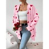 Heart Cardigan Sweater for Women Oversized Valentine Cardigan Cute Love Print Open Front Knit Sweaters Coat with Pockets - 2 of 4