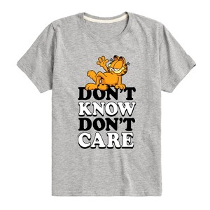 Boys' - Garfield - Don’t Know Don’t Care Short Sleeve Graphic T-Shirt - 1 of 4