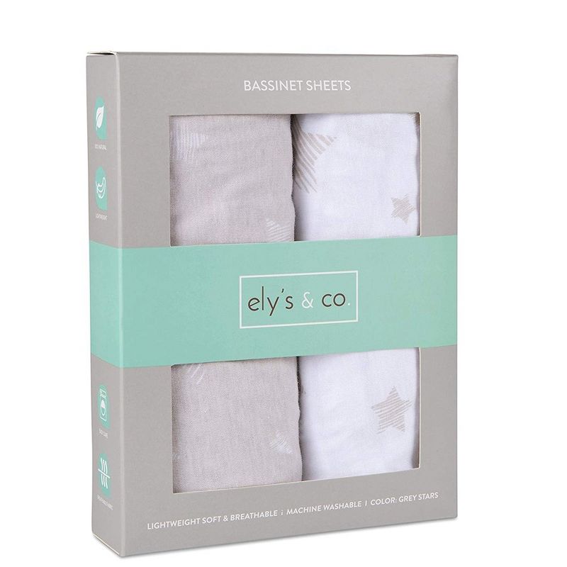 Ely's & Co. Baby Fitted Bassinet  Sheet   100% Combed Jersey Cotton  2 Packs Gender Neutral, 4 of 6