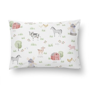 Sweet Jojo Designs Boy, Girl, Unisex/Gender Neutral Toddler Pillow with Pillowcase 13 x 18 in. Farm Animals Multicolor - 1 of 4