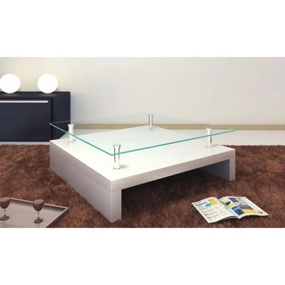vidaXL Coffee Table High gloss white MDF, Tempered Glass Medium
