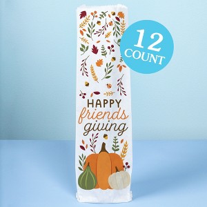 Big Dot of Happiness Fall Friends Thanksgiving Wine Gift Bags, Friendsgiving Hostess Thank You Wine Bottle Gift Wrap, Bulk Holiday Paper Bags - 12 ct - 1 of 4