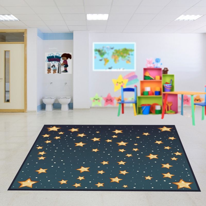Deerlux 6 ft. Social Distancing Colorful Kids Classroom Seating Area Rug, Starry Sky Design, 2 of 8