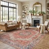 World Rug Gallery Valora Red Vintage Medallion Washable Low-Pile Indoor Area Rug with Non-Slip Backing - 2 of 4