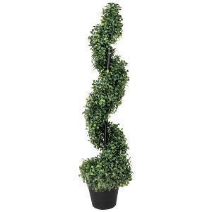 Northlight Two-Toned Boxwood Spiral Artificial Topiary Tree in Round Pot - 3' - 1 of 4