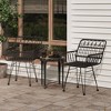 vidaXL Rattan Dining Chairs 2 Pcs - Black Patio Chairs with Armrest, Steel Frame PE Rattan, 22x25.2x31.5in - Garden, Balcony, and Patio Seating - 2 of 4