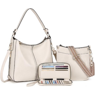 3PCS Crossbody Bags Set Large Leather Purse Shoulder Handbags with Wallet Adjustable Straps