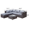 4 Pieces Wide Outdoor Rattan Sectional Sofa with Cushions - Small Patio Wicker Furniture,PE Rattan Sectional Sofa Set with Tempered Glass Desktop - 4 of 4