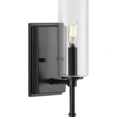 Progress Lighting Elara 1-Light Wall Sconce, Matte Black, Clear Glass Shade