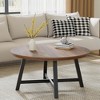 36" Round Coffee Table – Wood Grain Top with Thick Metal Legs & Adjustable Feet, Modern Circle Center Table for Living Room & Apartments - 2 of 4