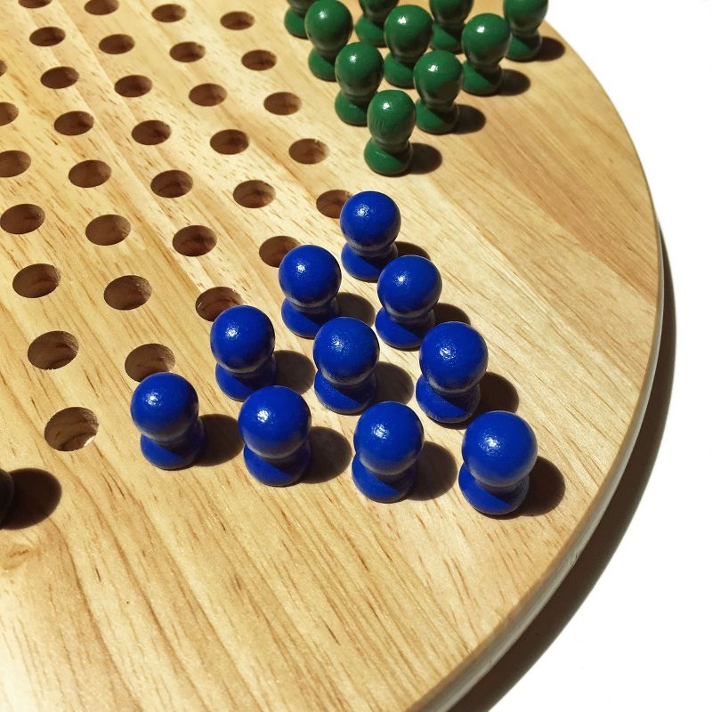 WE Games Solid Wood Chinese Checkers with Wooden Pegs - 11.5 inch Diameter, 3 of 8