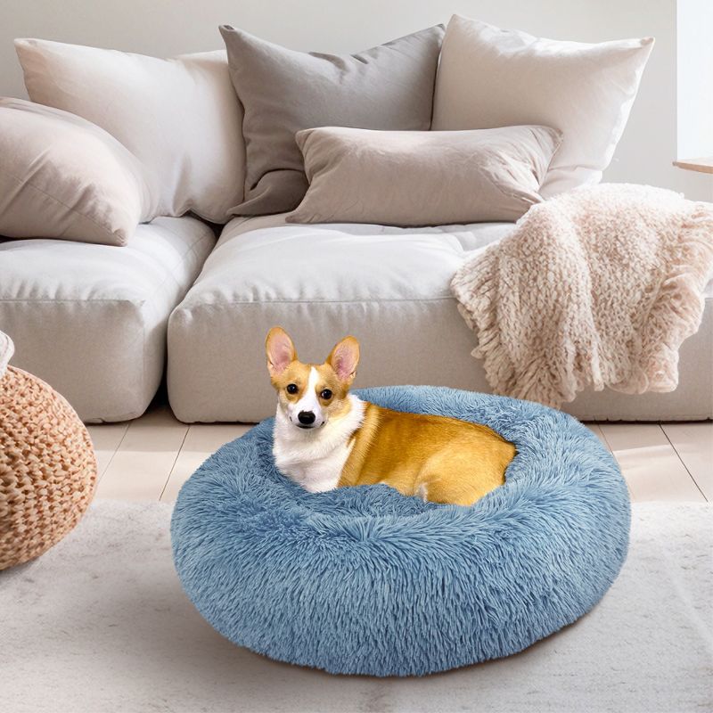 PetAmi Calming Dog Bed for Puppy Cat Kitten, Round Washable Pet Bed, Anti Anxiety Cuddler, Fluffy Plush Circular Donut Bed, 2 of 9