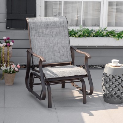 Maggift Patio Accent Chairs, Outdoor Chair, Park Love Seat with Breathable Sling Fabric for Lawn, Garden and Porch, Gray, 25.75"*30.5"*38.25"