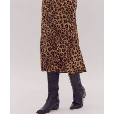 Women's Lydia Leopard Midi Slip Skirt - entro