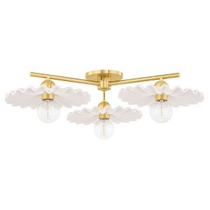 Mitzi Tinsley 1 - Light Semi-Flush Mount in  Aged Brass/Ceramic Gloss Cream - 1 of 1