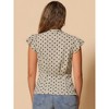INSPIRE CHIC Women's Polka Dots Tie V Neck Flutter Cap Sleeve Blouse - 4 of 4