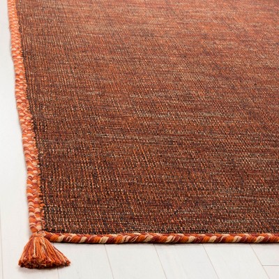 Coastal Charm Orange/Black Cotton Flat Woven Area Rug 9' x 12'