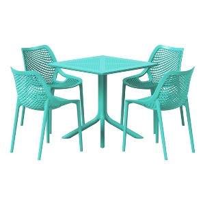 WestinTrends Playa 5-Piece Modern Square Patio Dining Table Set with Stackable Patio Dining Chairs - 1 of 4