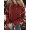 BLUEMING Womens Sweaters Fashion Crewneck Loose Long Sleeve Casual Contrast Cable Knit Pullover Sweater Tops - 3 of 4