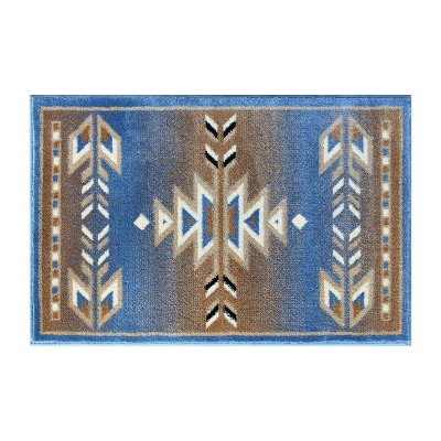 Emma and Oliver Olefin Accent Rug with Southwestern Geometric Arrow Design and Natural Jute Backing