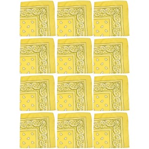 12 Pack Paisley Print Cotton Bandanas Dozen Reusable Scarf, Mask, Hair Tie - 1 of 4