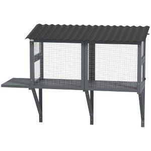 Skyzone Gray Wooden Catio: Outdoor Enclosure with Jumping Platform, Fir Wood & Steel Mesh for Safe - 1 of 4