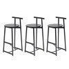 Set of 3 Counter Height Bar Stools with Back, Armless Metal Bar Chairs with Wooden Seat for Kitchen Island or Home Bar - Koiai - 3 of 4