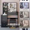 CAVINAS Vanity Desk + Cushion Stool Bedroom Furniture Modern Small Vanity Desk with Mirror for Small Space Bedroom - 2 of 4