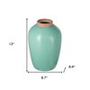 HomeRoots 13" Aqua And Terra Cotta Ceramic Round Table Vase - 3 of 4