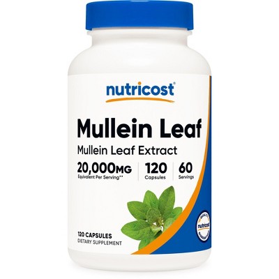 Nutricost Mullein Leaf Extract (20,000mg Equivalent) 120 Capsules - Vegan, 60 Servings