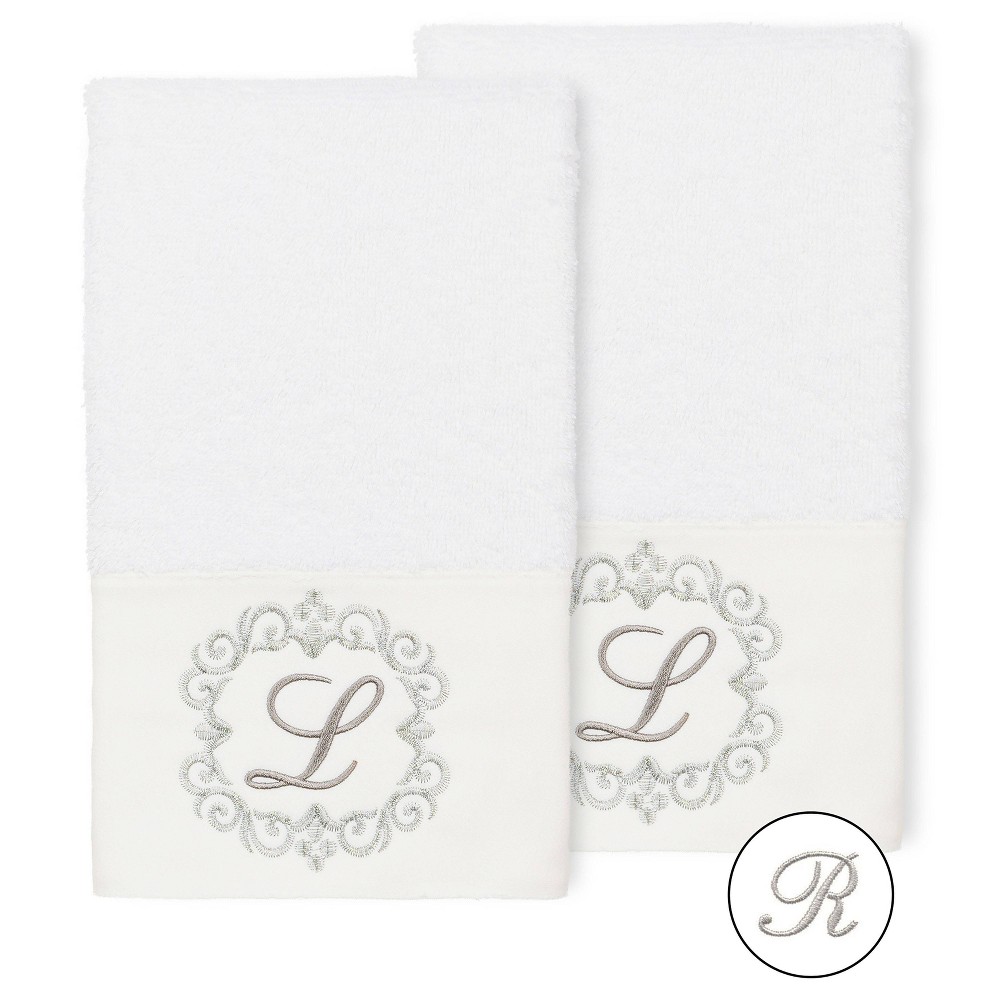 Photos - Towel Set of 2 Monogrammed Hand  White/R - Linum Home Textiles