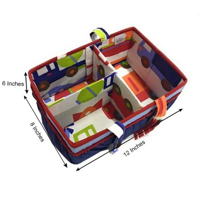 Multicolor Cotton Percale Nursery Storage Caddy with Pockets