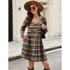 Long Sleeve V-Neck Sweater Dress 2025, Women's Empire Waist Babydoll Fall Dress with Pockets S-orange Stripe - 3 of 4