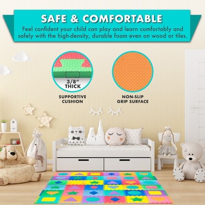 Colorful Shapes and Colors Foam Puzzle Play Mat, 36 Sq Ft